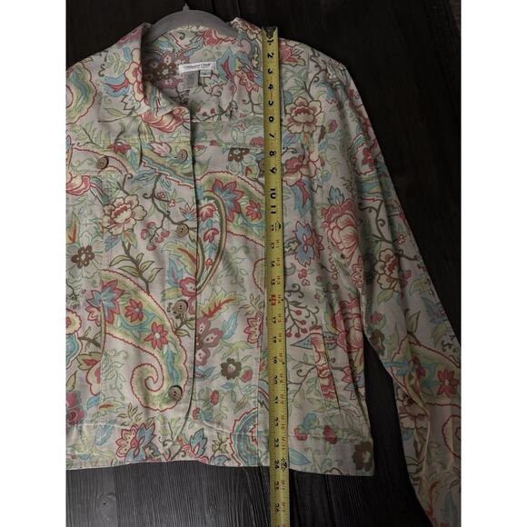 Coldwater Creek Artsy Multicolor Floral Paisley Tapestry Button Up Jacket Size L - Picture 4 of 9